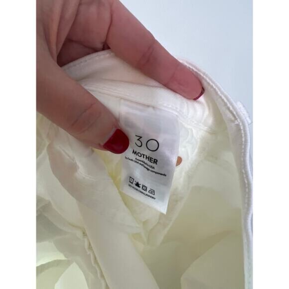 NWT Mother High Waisted Rider Ankle Button Belt Loops Denim Pants White Size: 30 - Picture 8 of 10